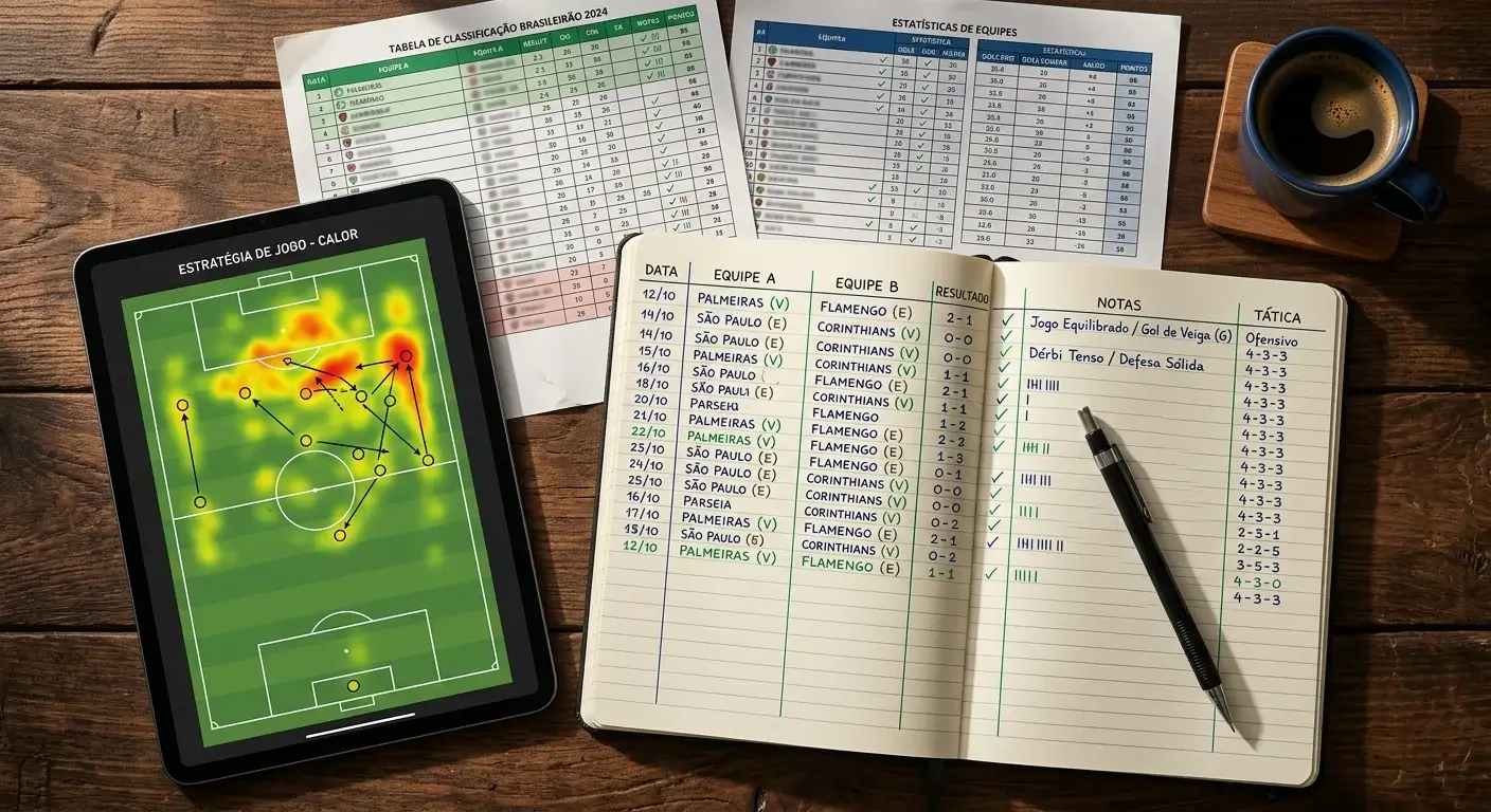 Analista revisando datos y estadisticas del Brasileirao para estrategias de apuestas