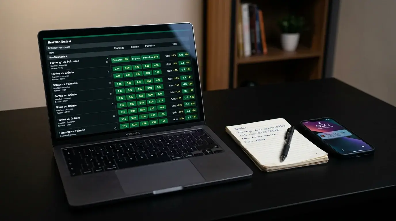 Pantalla de operador mostrando mercados de apuestas del Brasileirao Serie A